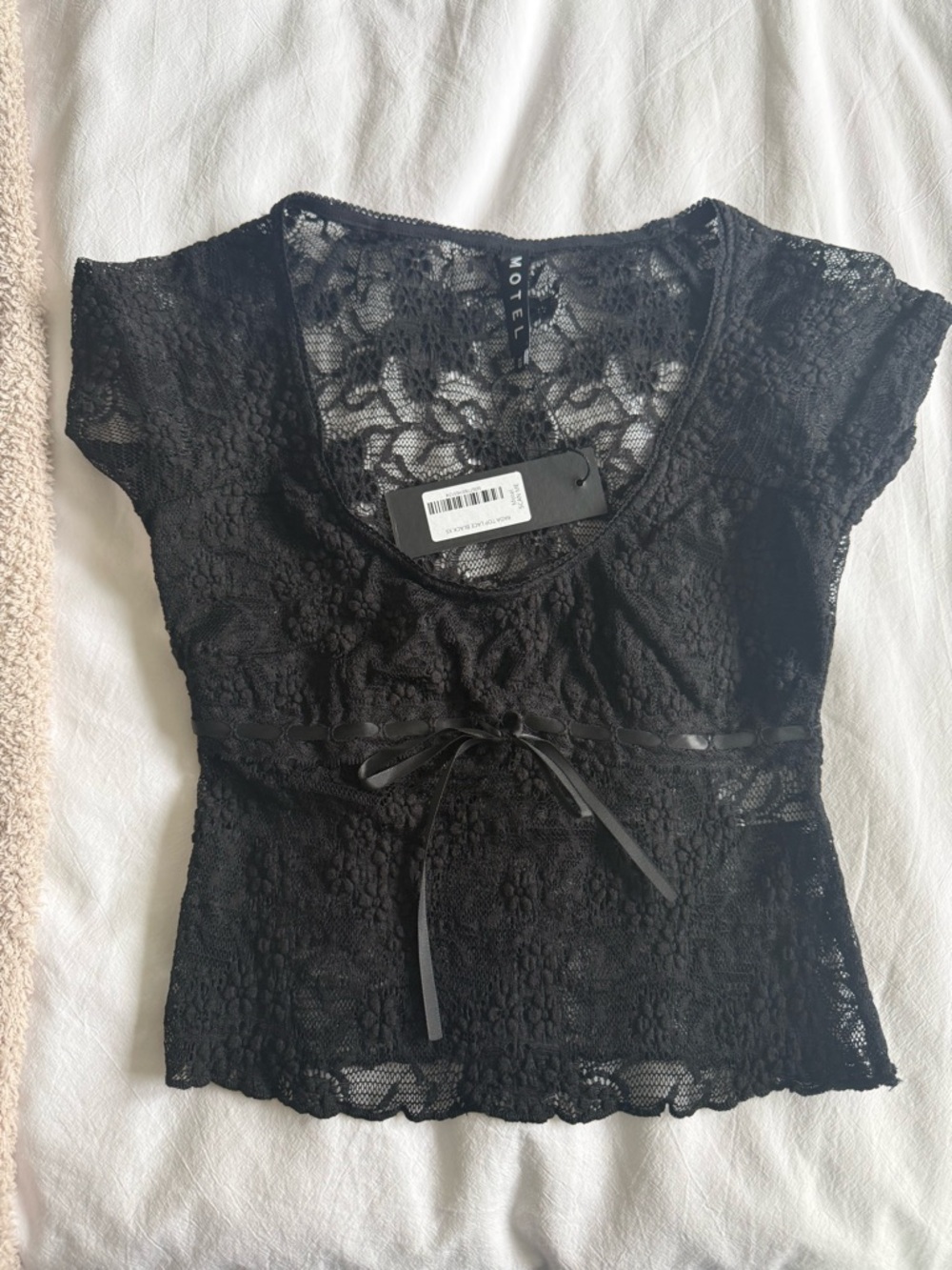 Motel Rocks Rada Top in Lace Black